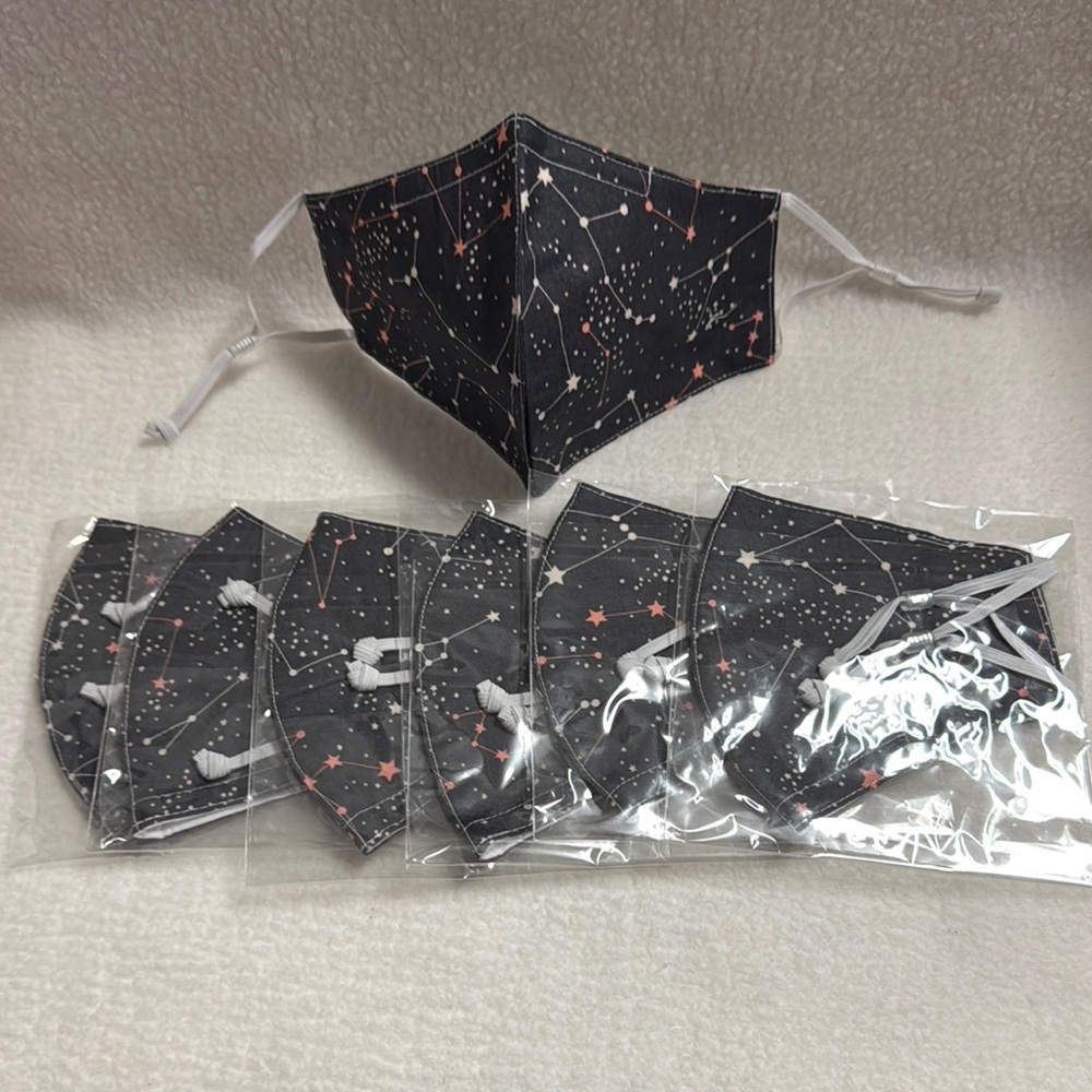 7 piece Galaxy Cosmic Constellation Pattern Pure Cotton Face Masks New